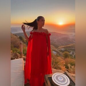 Regina Off Shoulder Rosette Detail Maxi Dress